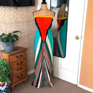 Strapless colorful maxi sundress